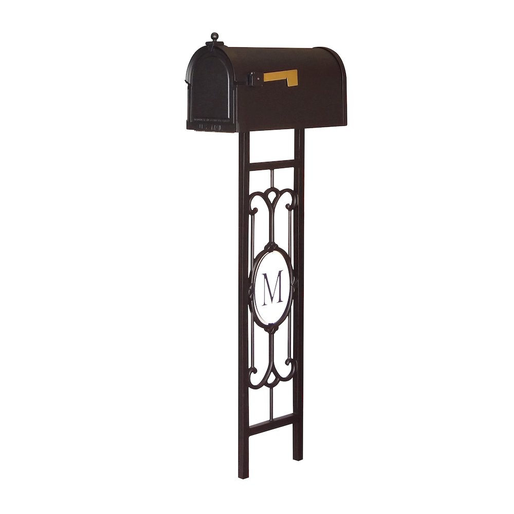 Berkshire Curbside Mailbox with Monogram Mailbox Post. Picture 1