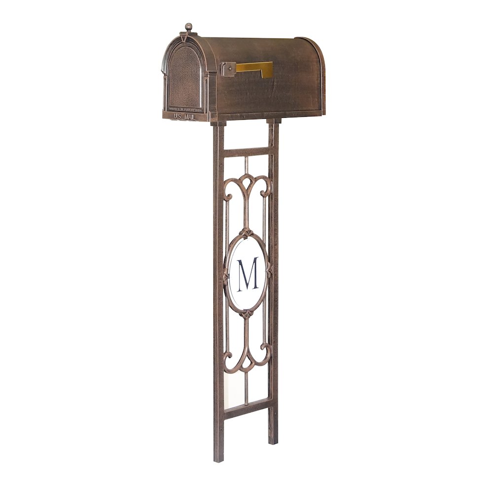 Berkshire Curbside Mailbox with Monogram Mailbox Post. Picture 1