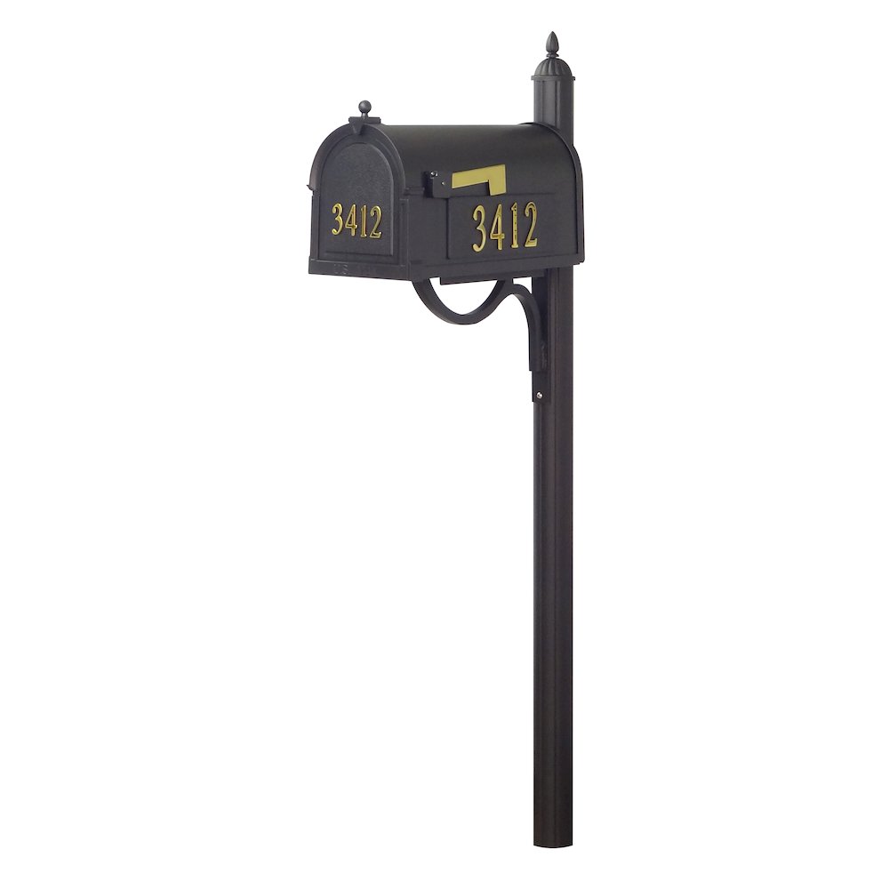 Curbside Mailbox with Front and Side Address Numbers and Richland Mailbox Post. Picture 1