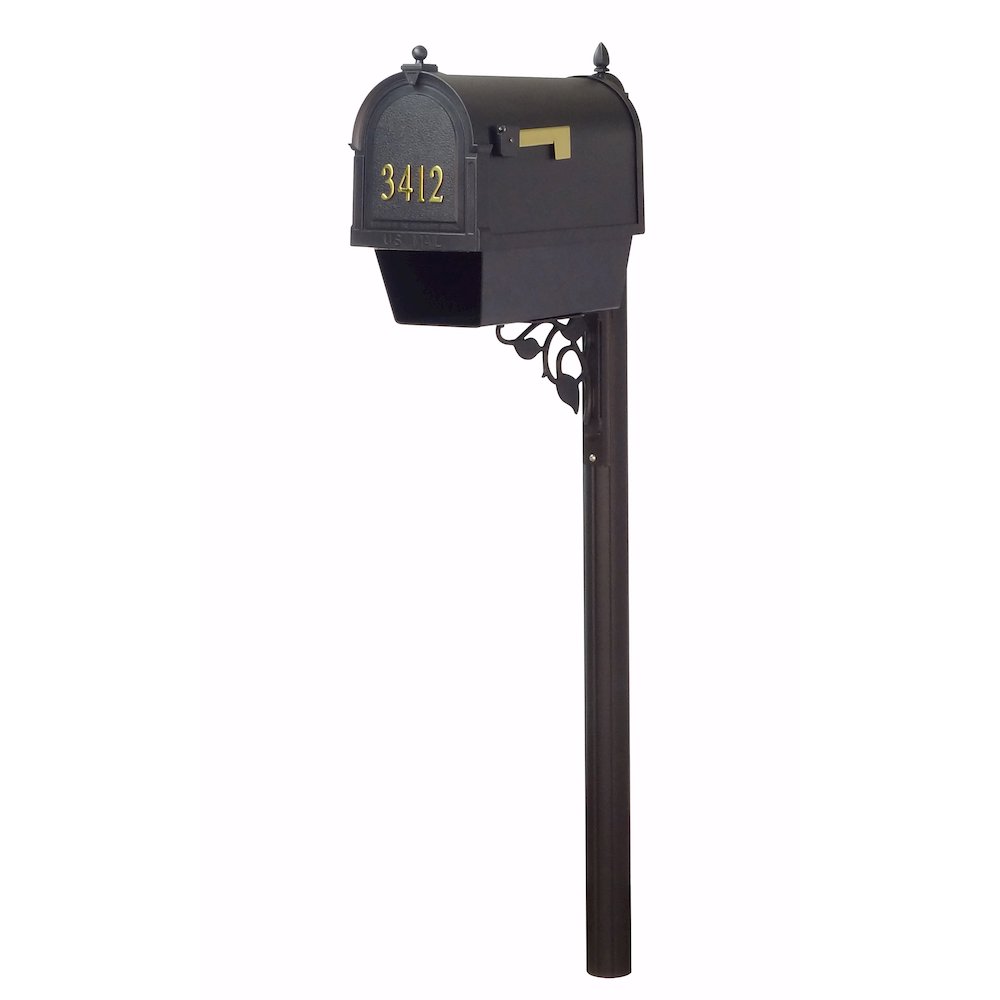 Curbside Mailbox with Front Numbers, Newspaper Tube and Albion Mailbox Post. Picture 1