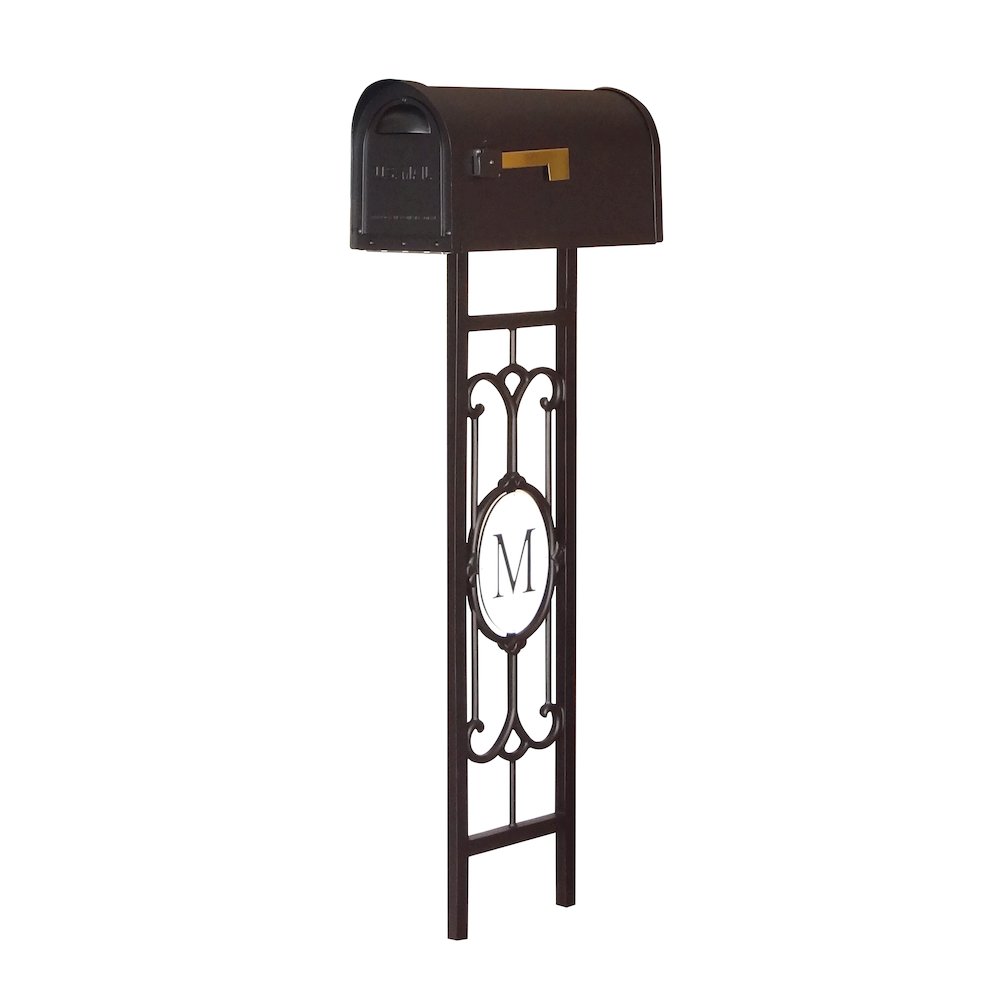 Classic Curbside Mailbox with Monogram Mailbox Post. Picture 1