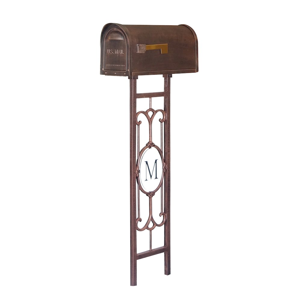 Classic Curbside Mailbox with Monogram Mailbox Post. Picture 1