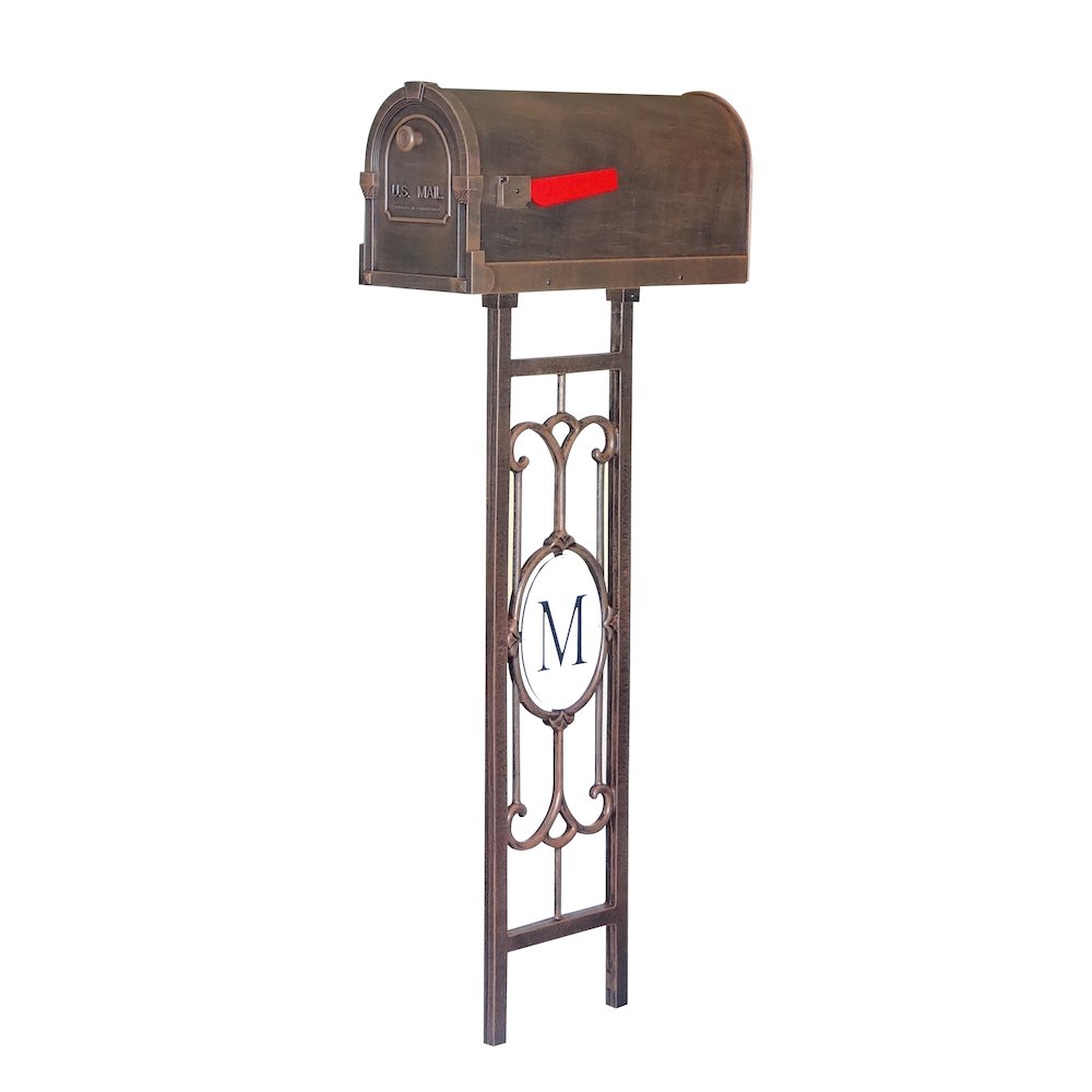 Savannah Curbside Mailbox with Monogram Mailbox Post. Picture 1