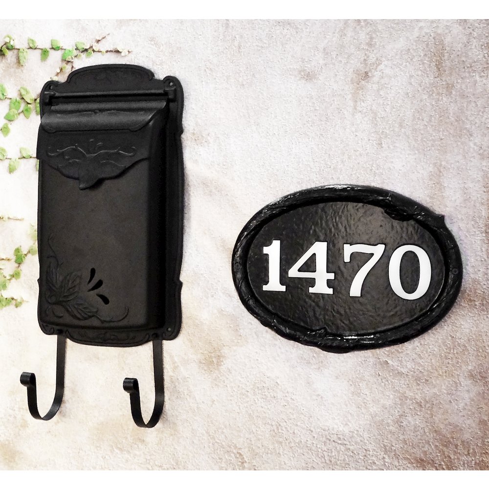 Flora Vertical Wall Mount Mailbox and Floral Wall Mount Address Plaque. Picture 1