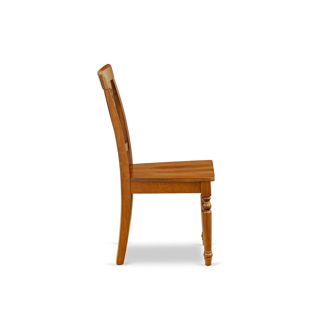 Plainville Kitchen Dining Chair with Wood Seat - Saddle Brown Finish, Set of 2. Picture 3