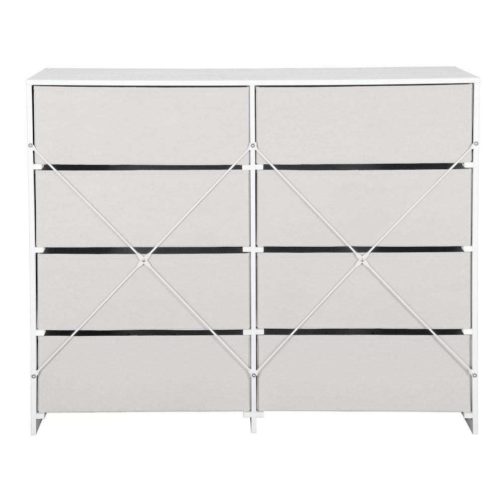 8-Drawer Dresser with Large Fabric Drawers, White. Picture 5