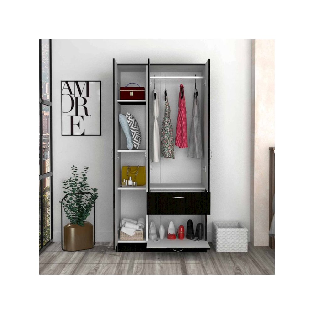 Primavera Armoire Black / White MDF. Picture 4