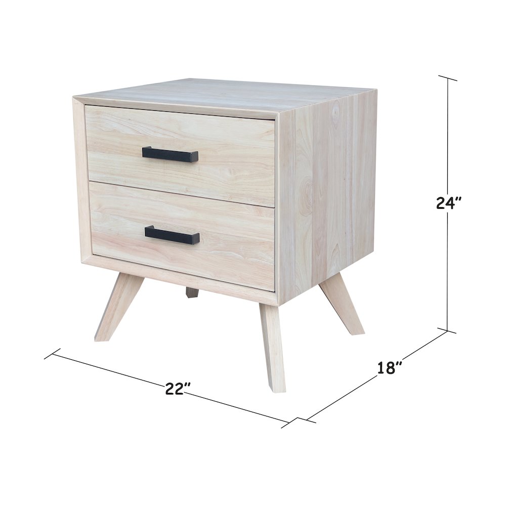 2-Drawer Nightstand, Wide-Body Unfinished Ready to Finish Bedside Table. Picture 2