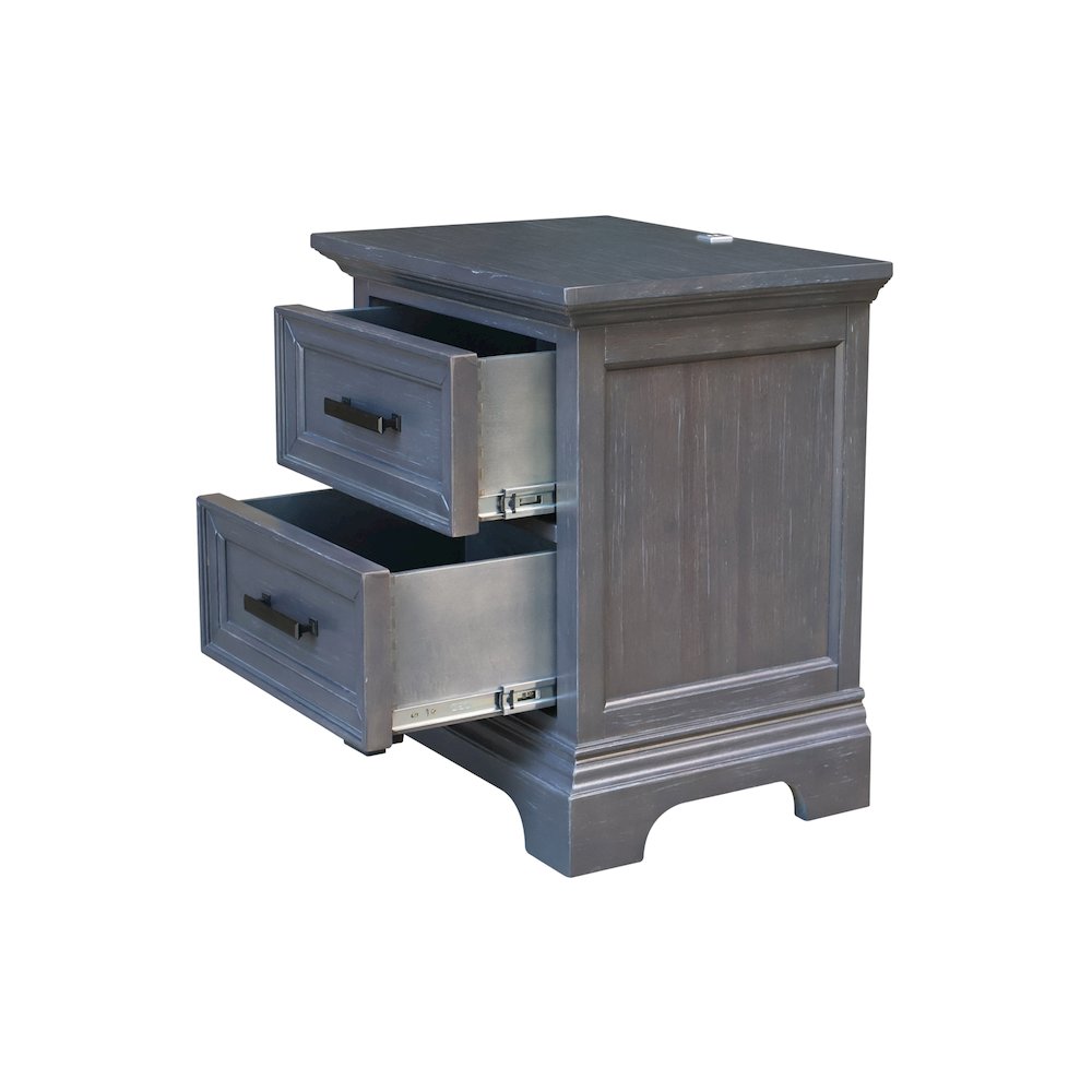2-Drawer Nightstand with USB Charging Port, Modern Heather Gray Bedside Table. Picture 9