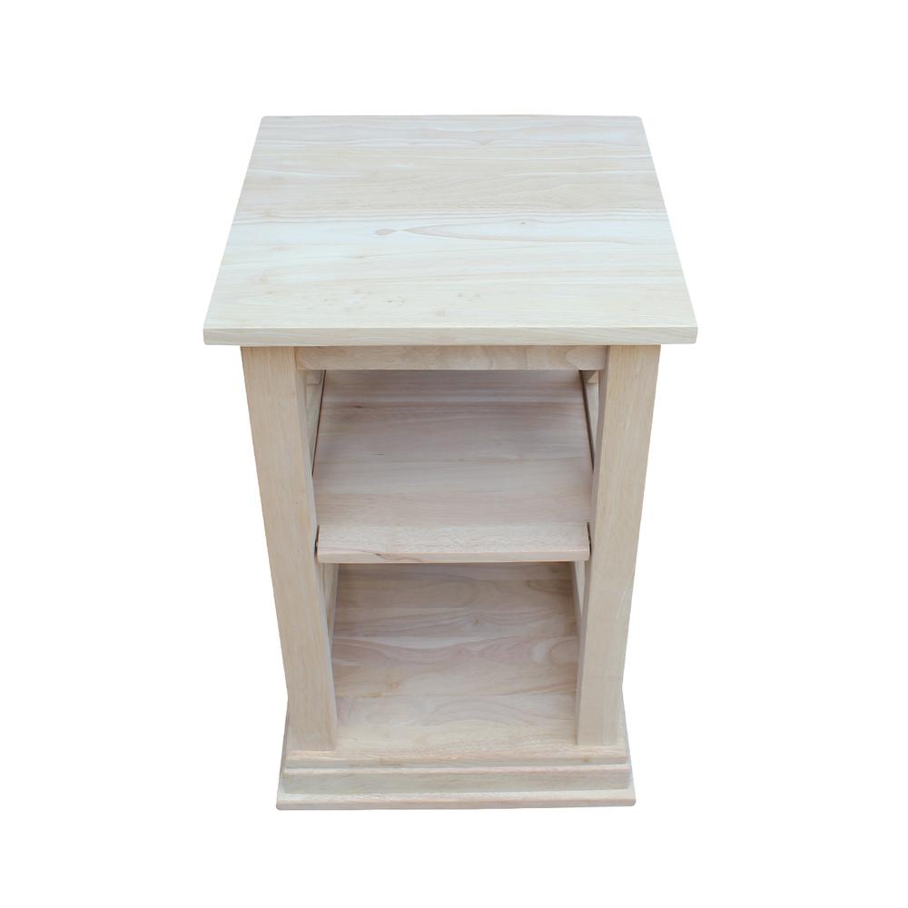 Hampton Accent Table Includes Shelves, Unfinished. Picture 2