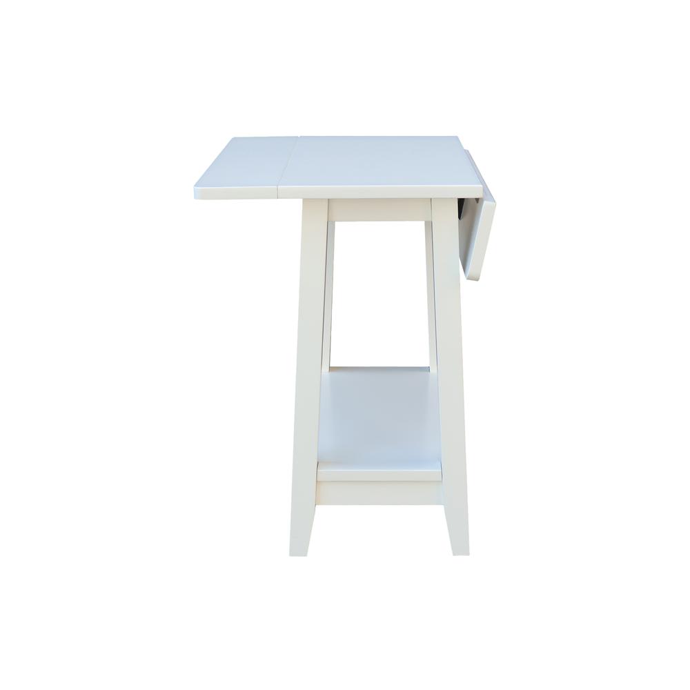 Solid Wood Square Drop Leaf Side Table in White. Picture 5