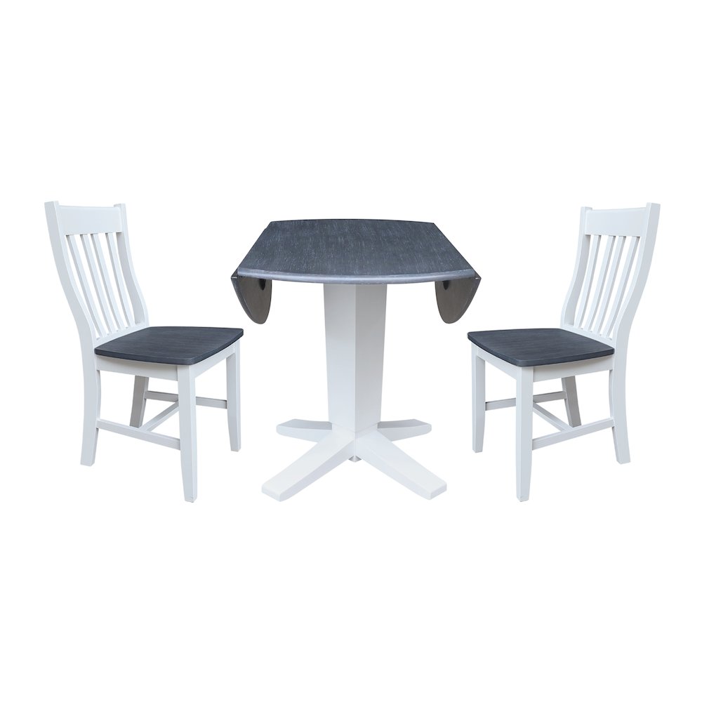 42" Round Drop Leaf Table with Two Dining Chairs. Picture 3