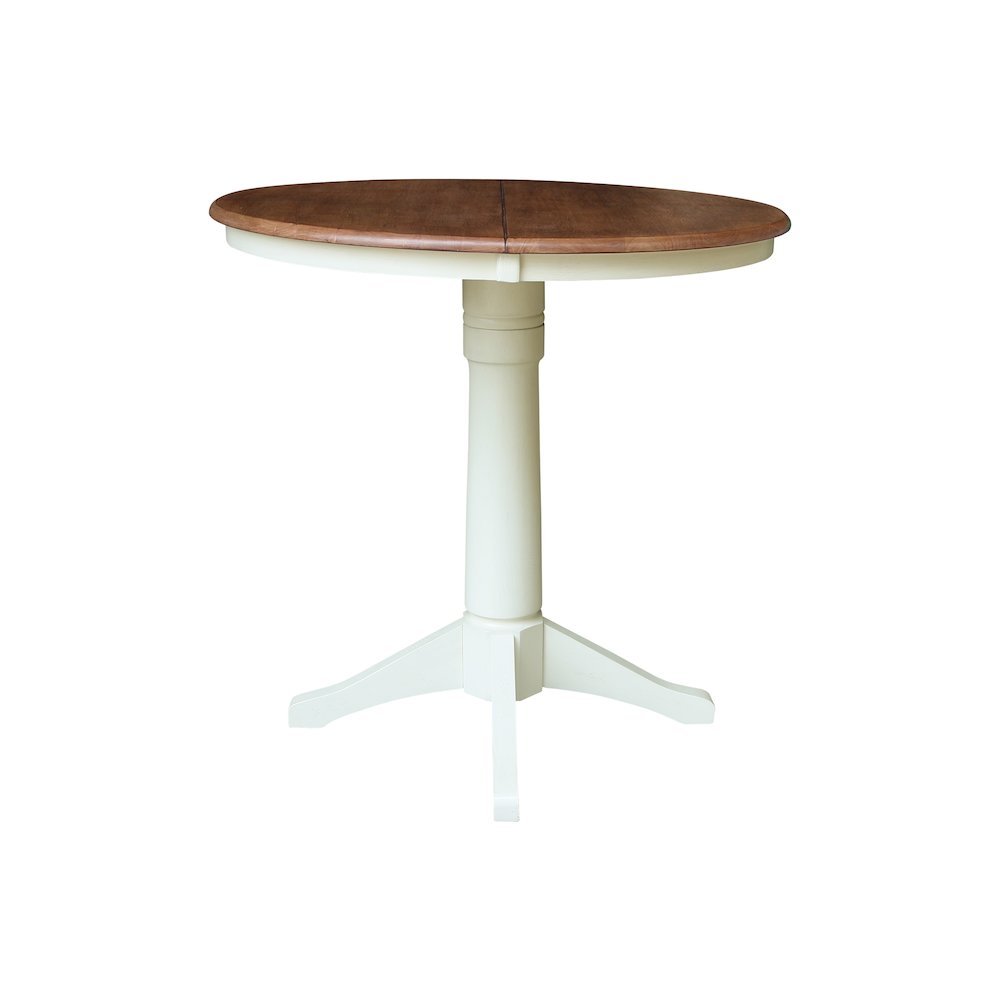 36" Round Top Pedestal Table With 12" Leaf - 36.1"H - Dining or Counter Height. Picture 5