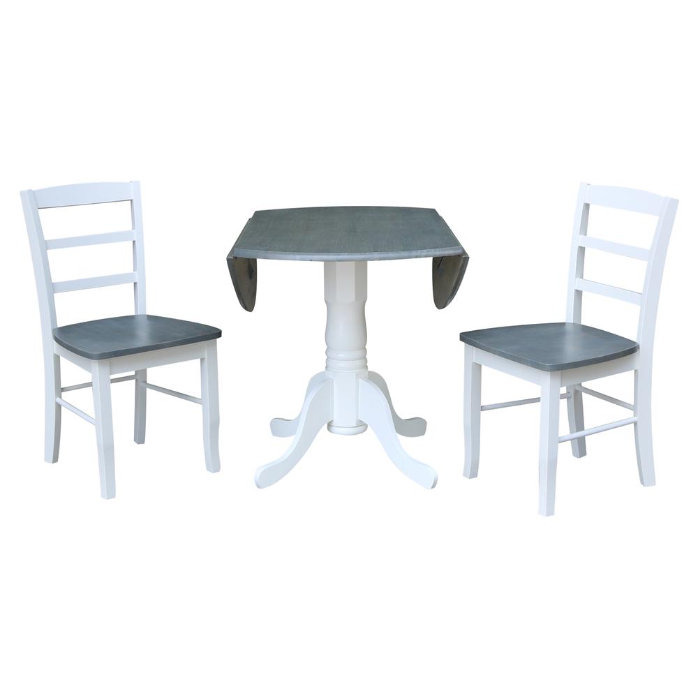 42" Dual Drop Leaf Dining Table with 2 Madrid Ladderback Chairs. Picture 3