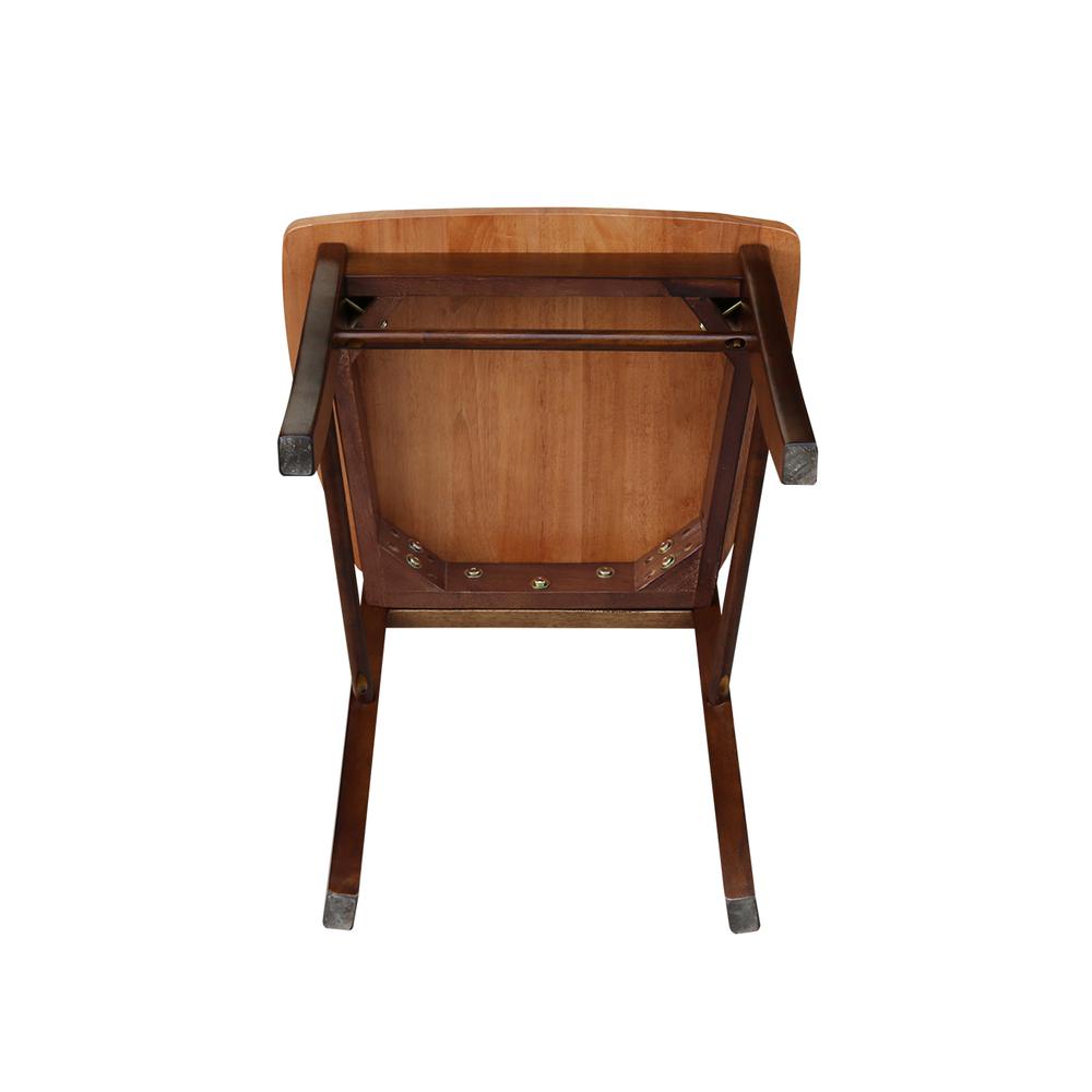 Set of Two X-Back Chairs  with Solid Wood Seats , Cinnamon/Espresso. Picture 3