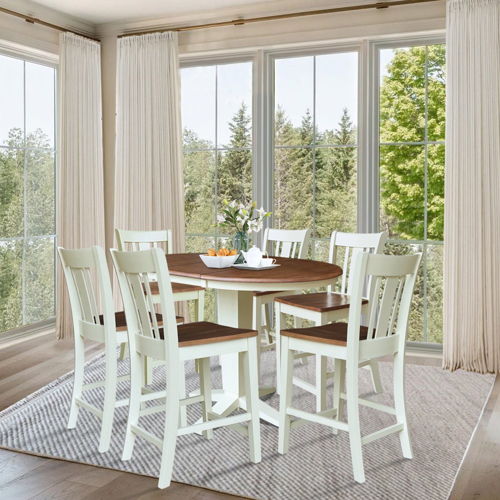 36" Round Extension Table with 6 Counter Height Stools. Picture 4