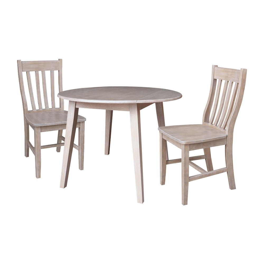 42" Round Dual Drop Leaf Dining Table with 2 Chairs. Picture 1
