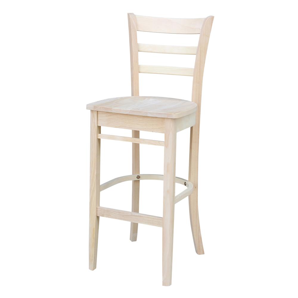 Emily Bar height Stool - 30" Seat Height, Unfinished. Picture 1