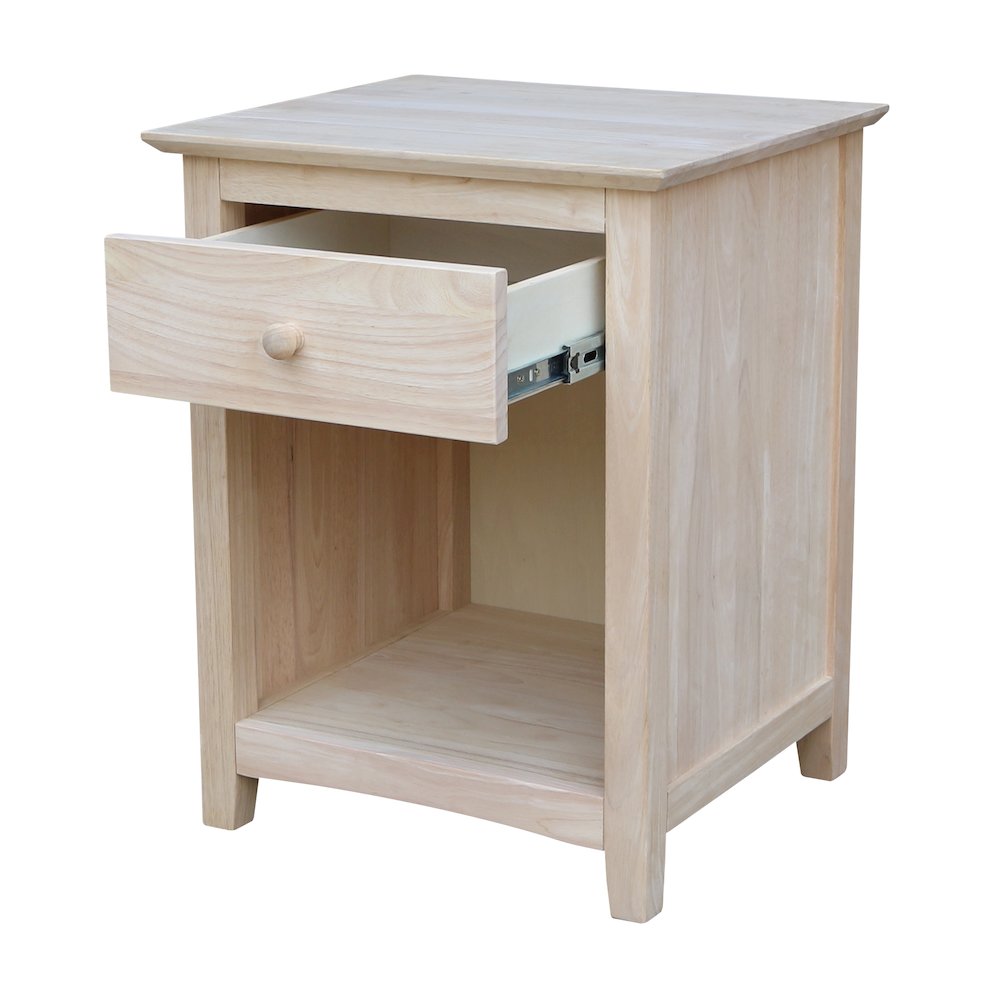 Solid Wood 1-Drawer Nightstand, Unfinished Ready to Finish Bedside Table. Picture 7