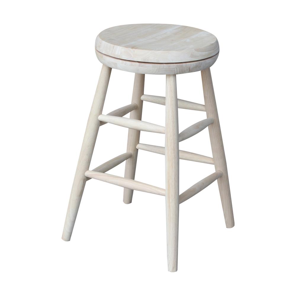 Swivel Scooped Seat Stool - 24" Seat Height, Unfinished. Picture 1