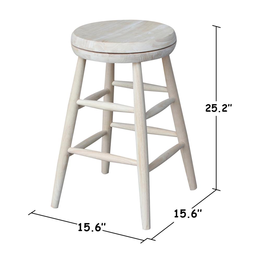 Swivel Scooped Seat Stool - 24" Seat Height, Unfinished. Picture 2