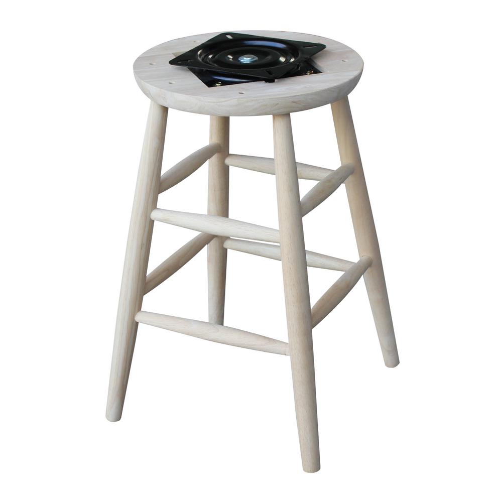 Swivel Scooped Seat Stool - 24" Seat Height, Unfinished. Picture 6