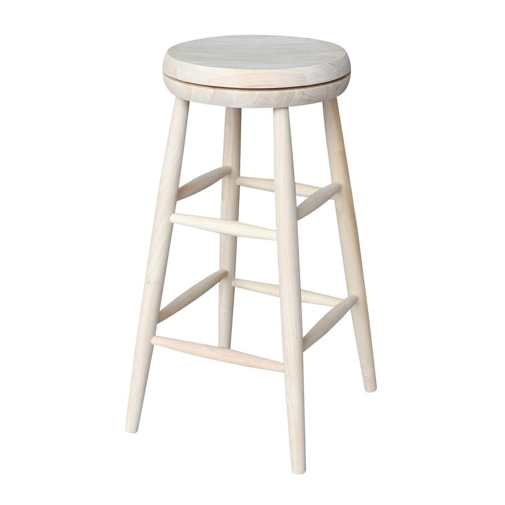 Swivel Scooped Seat Stool - 30" Seat Height, Unfinished. Picture 1