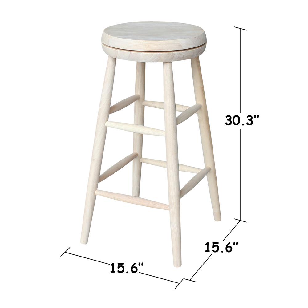 Swivel Scooped Seat Stool - 30" Seat Height, Unfinished. Picture 2