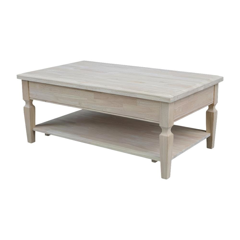 Unfinished Hardwood Coffee Table with Durable Build and Easy Care Instructions. Picture 1