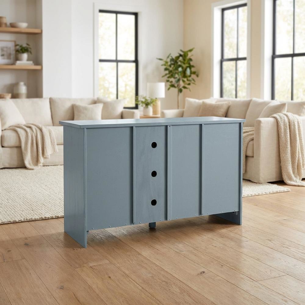 Ocean Blue Hardwood Entertainment Stand with 2 Doors. Picture 3