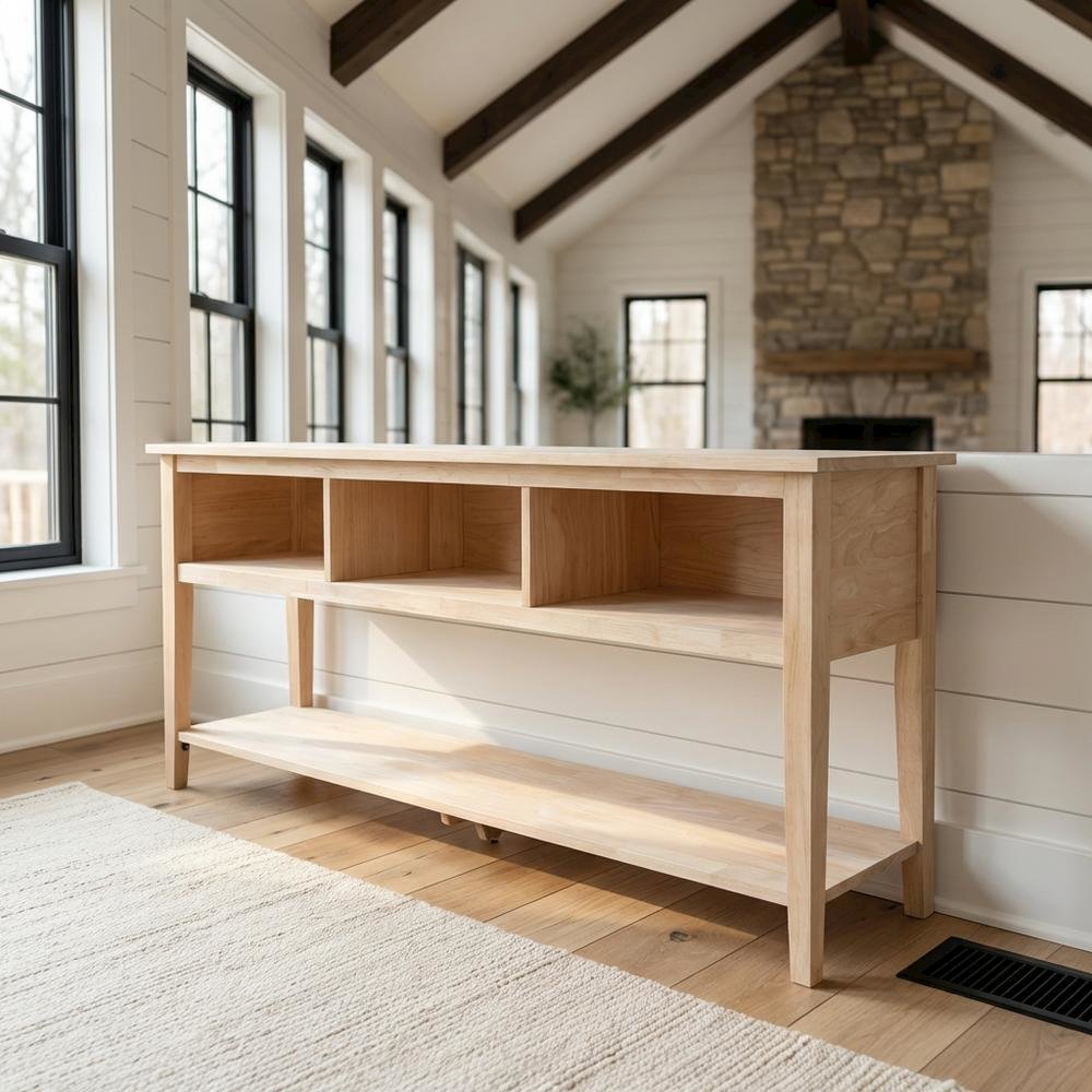 Unfinished 72-Inch TV Stand with Spacious Surface and Sturdy Frame. Picture 8