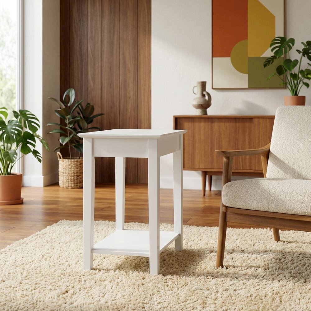 White Narrow End Table for Lounge and Living Spaces. Picture 3