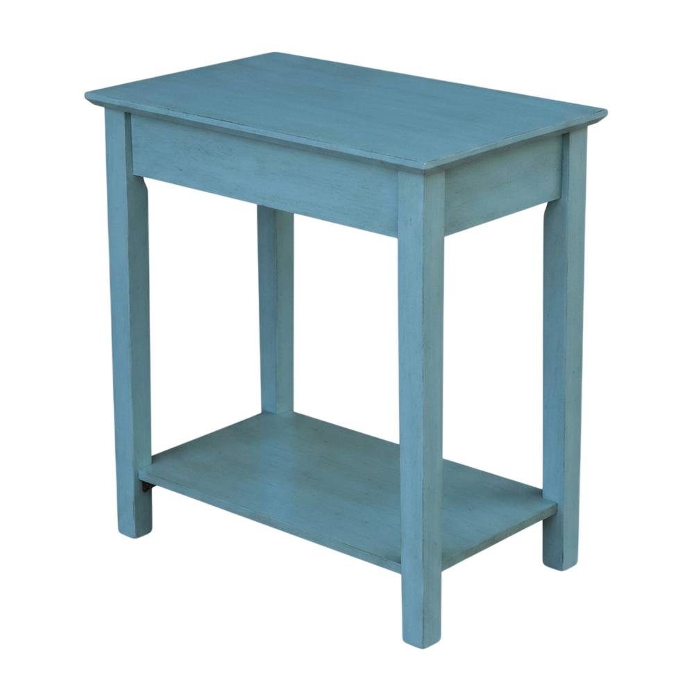 Ocean blue narrow end table with antique rubbed finish for classic living spaces. Picture 1