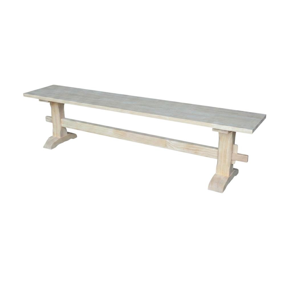 Unfinished Trestle Bench with Sturdy Construction and Wipe Clean Finish. Picture 1
