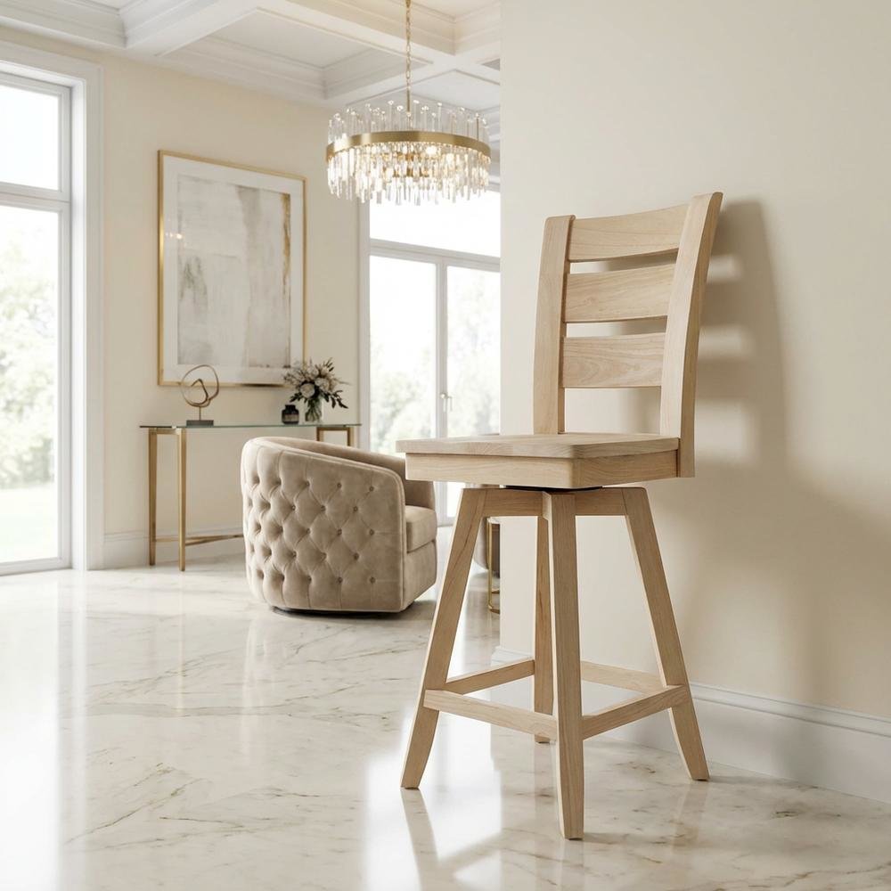 Unfinished Counter Height Stool with Swivel and Auto Return for Kitchen Bar. Picture 3