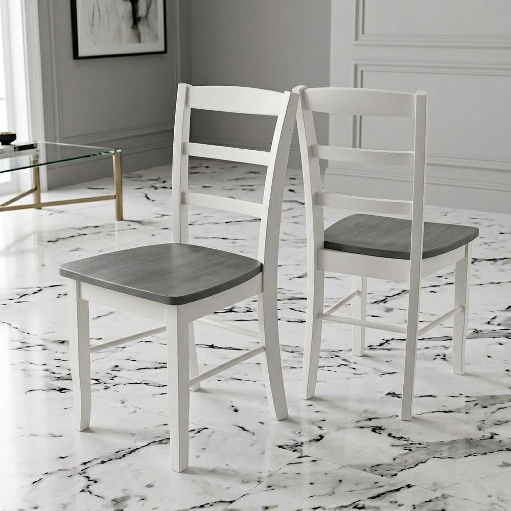 Solid Wood Ladderback Dining Chairs for Kitchen and Dining Room, Set of 2. Picture 2