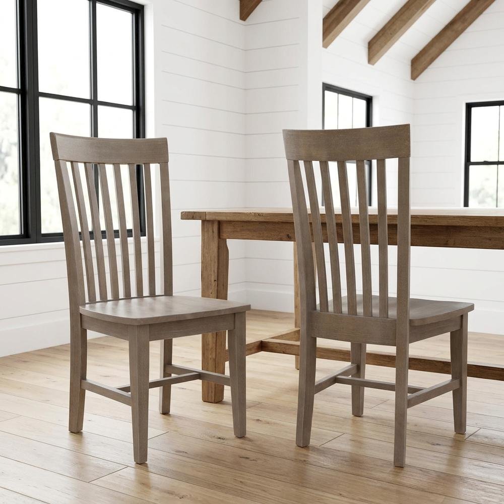 Hardwood Mission Dining Chairs with Washed Finish, Set of Two for Dining Room. Picture 4