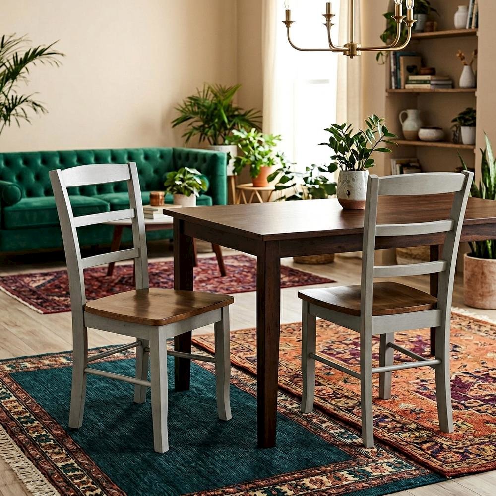 Madrid Ladderback Solid Wood Dining Chairs for Kitchen and Dining Room, Set of 2. Picture 2