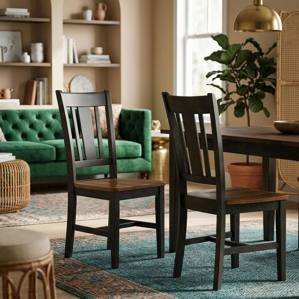 Solid Hardwood Splatback Dining Chair for Kitchen and Dining Room, Set of 2. Picture 2