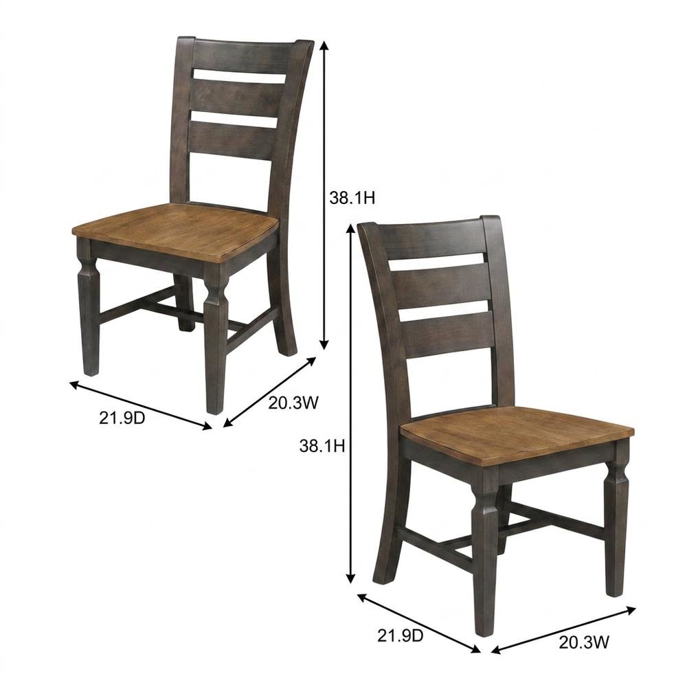 Solid Wood Ladderback Farmhouse Dining Chairs for Dining Room, Set of 2. Picture 5