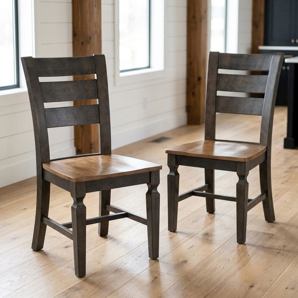 Solid Wood Ladderback Farmhouse Dining Chairs for Dining Room, Set of 2. Picture 2