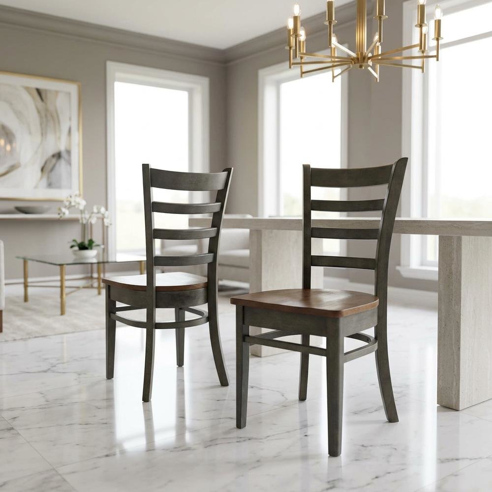 Solid Hardwood Farmhouse Dining Side Chairs, Set of 2. Picture 2