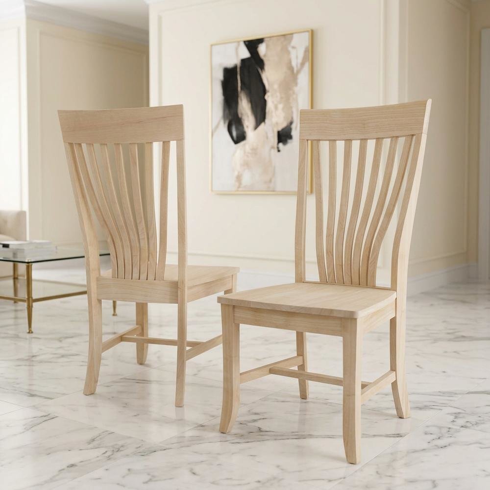 Unfinished Solid Hardwood Dining Chairs for Kitchen or Dining Room, Set of 2. Picture 2