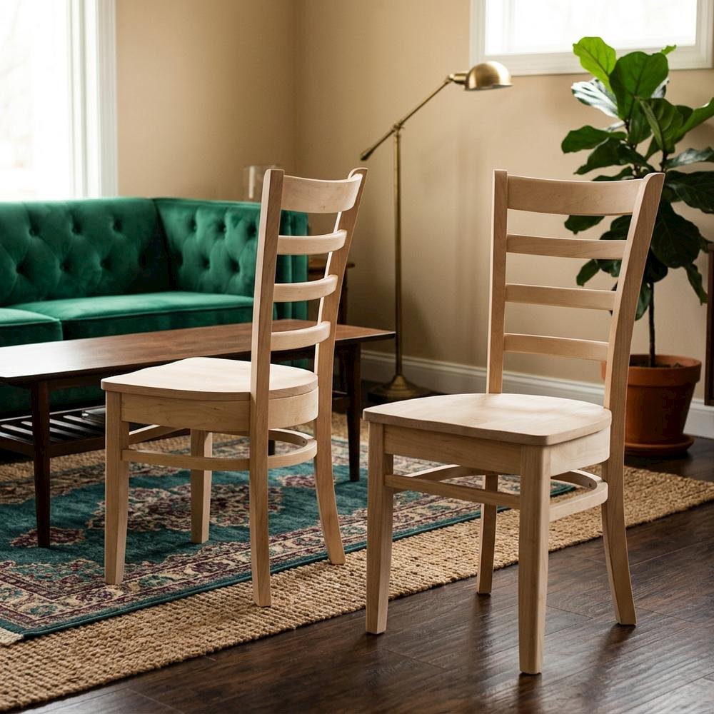 Unfinished Hardwood Dining Chairs for Kitchen and Dining Room Use. Picture 2
