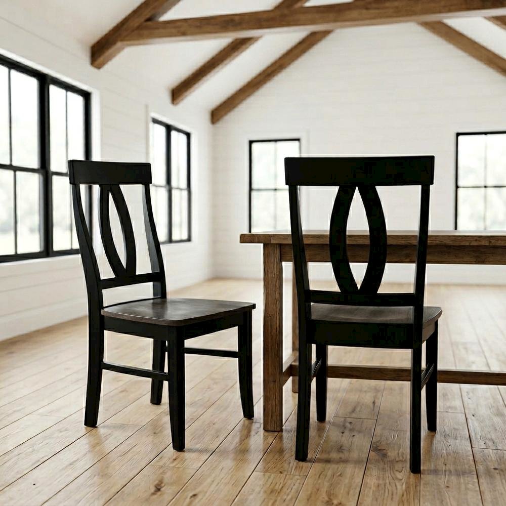 Solid Wood Dining Chairs with Washed Finish for Dining Room, Set of 2. Picture 2