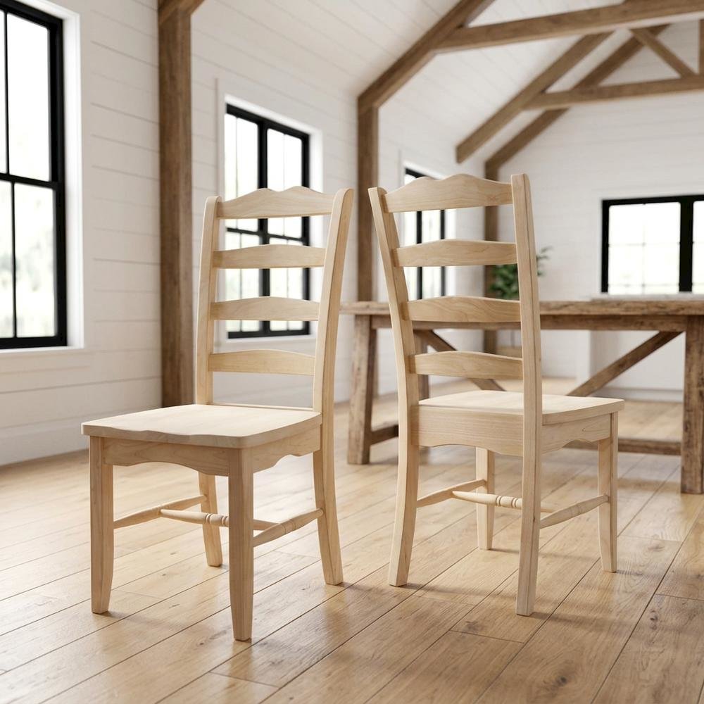 Magnolia Unfinished Hardwood Dining Chairs, Set of Two for Kitchen. Picture 2