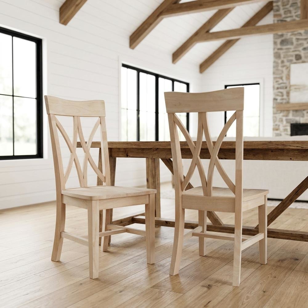 Parawood Traditional Wooden Dining Chairs for Kitchen Table, Unfinished. Picture 4