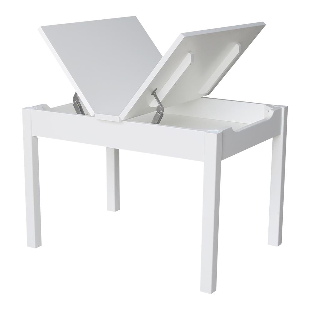 Table With Lift Up Top For Storage, White. Picture 11