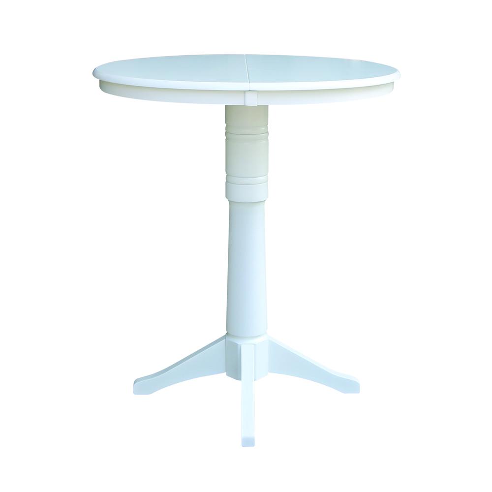 36" Round Top Pedestal Table With 12" Leaf - 28.9"H - Dining Height, White. Picture 22