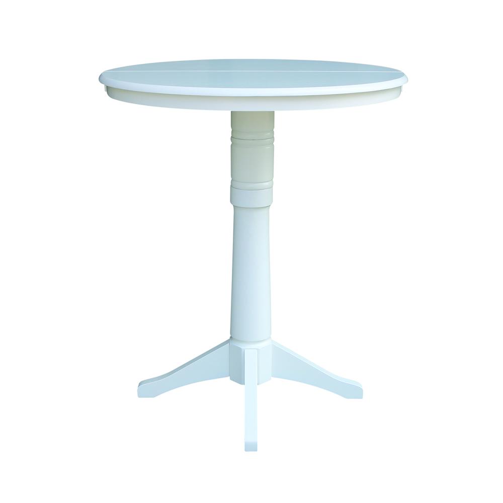 36" Round Top Pedestal Table With 12" Leaf - 28.9"H - Dining Height, White. Picture 24